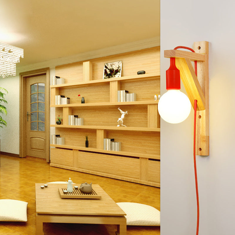Modern Wall Light Fixture Wood 1 Light Wall Mounted Lighting for Living Room