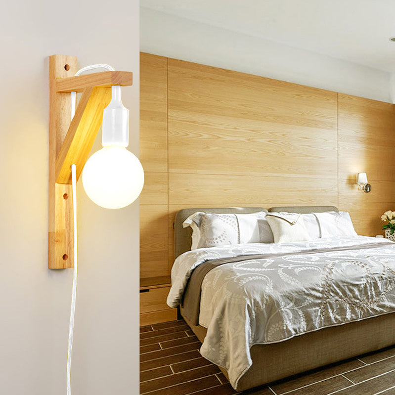 Modern Wall Light Fixture Wood 1 Light Wall Mounted Lighting for Living Room