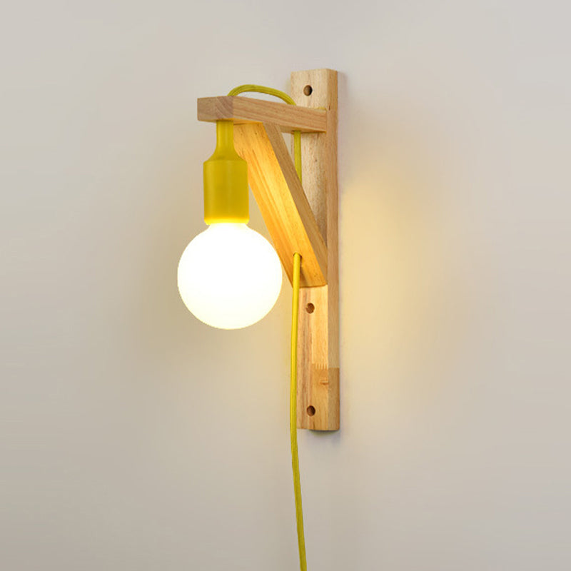 Modern Wall Light Fixture Wood 1 Light Wall Mounted Lighting for Living Room