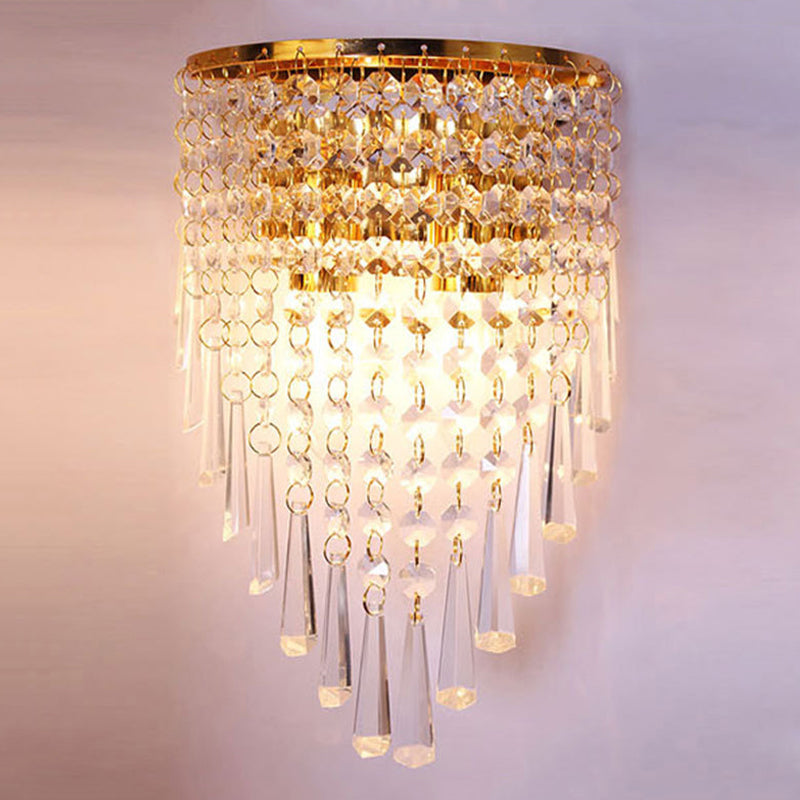 2-Light Unique Shape Wall Light Fixture Modern Crystal Wall Mounted Lighting