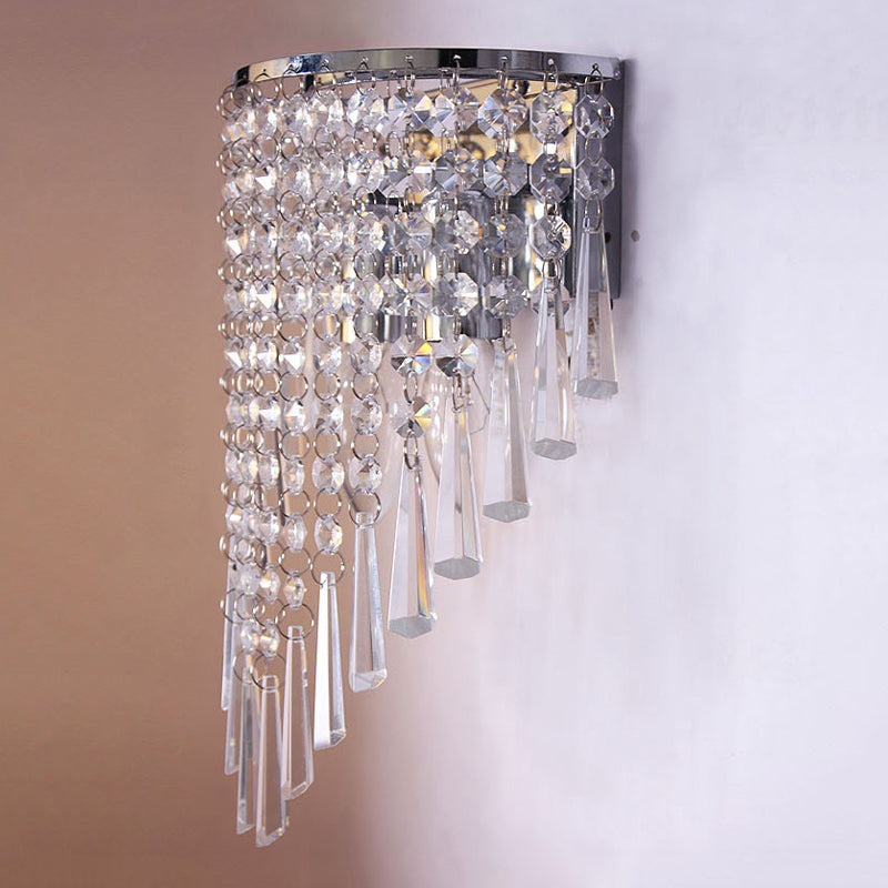 2-Light Unique Shape Wall Light Fixture Modern Crystal Wall Mounted Lighting