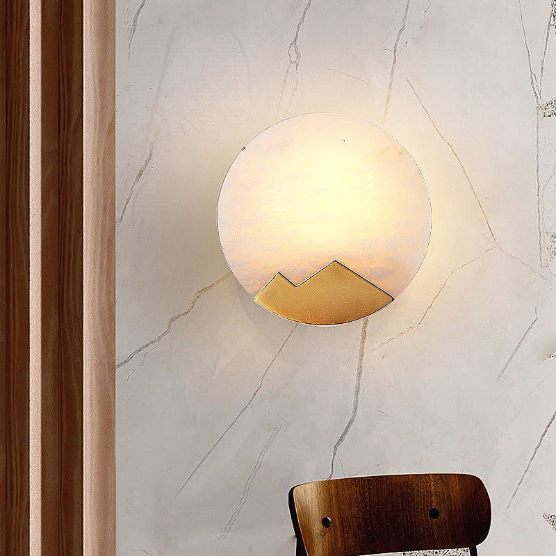 Contemporary Wall Sconce Circle Stone Sconce Lighting for Bedroom