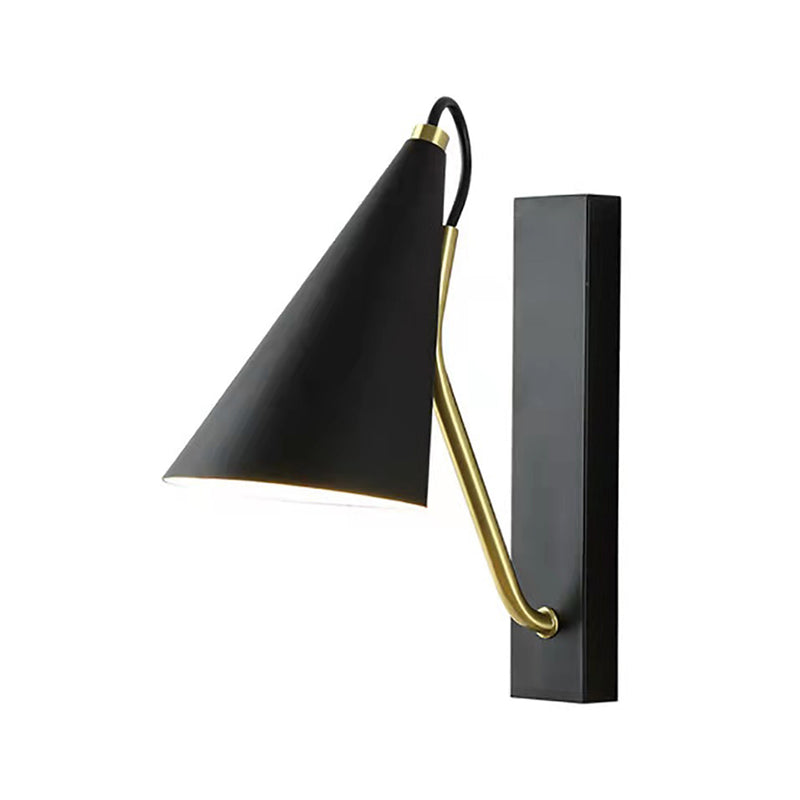 Single Contemporary Black/White Wall Mounted Sconce Metallic Shaded Wall Light