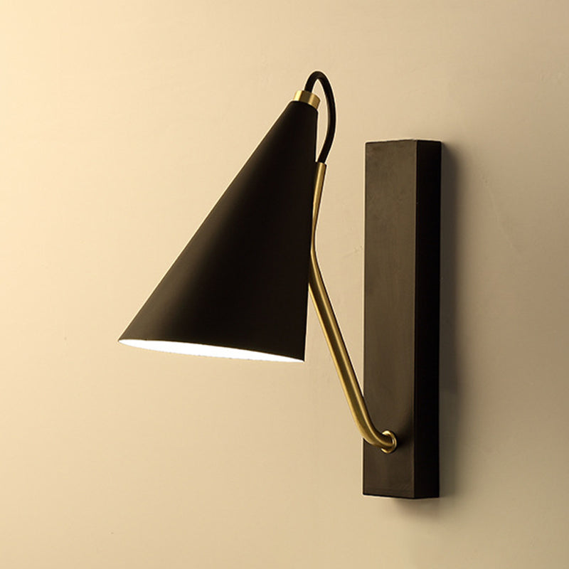 Single Contemporary Black/White Wall Mounted Sconce Metallic Shaded Wall Light