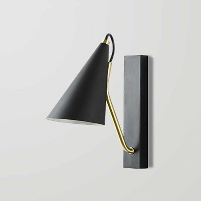Single Contemporary Black/White Wall Mounted Sconce Metallic Shaded Wall Light