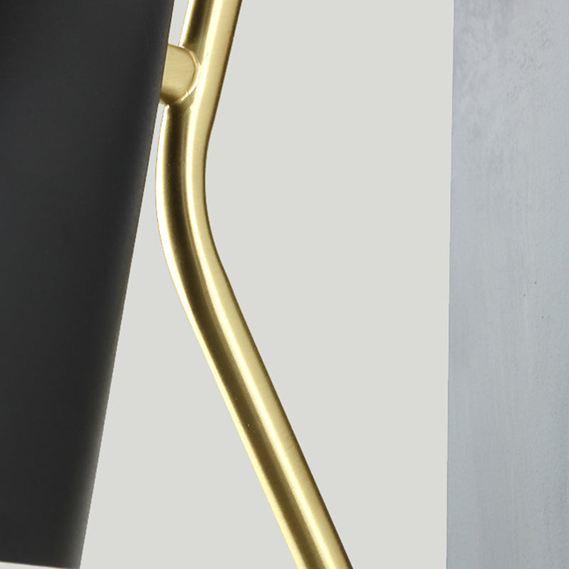 Single Contemporary Black/White Wall Mounted Sconce Metallic Shaded Wall Light