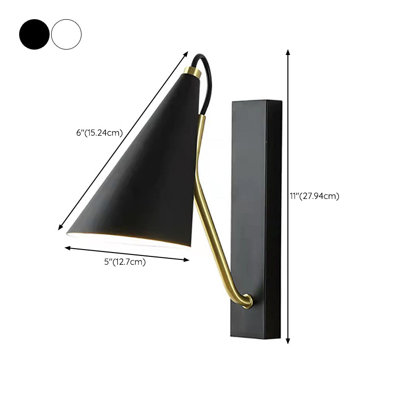 Single Contemporary Black/White Wall Mounted Sconce Metallic Shaded Wall Light
