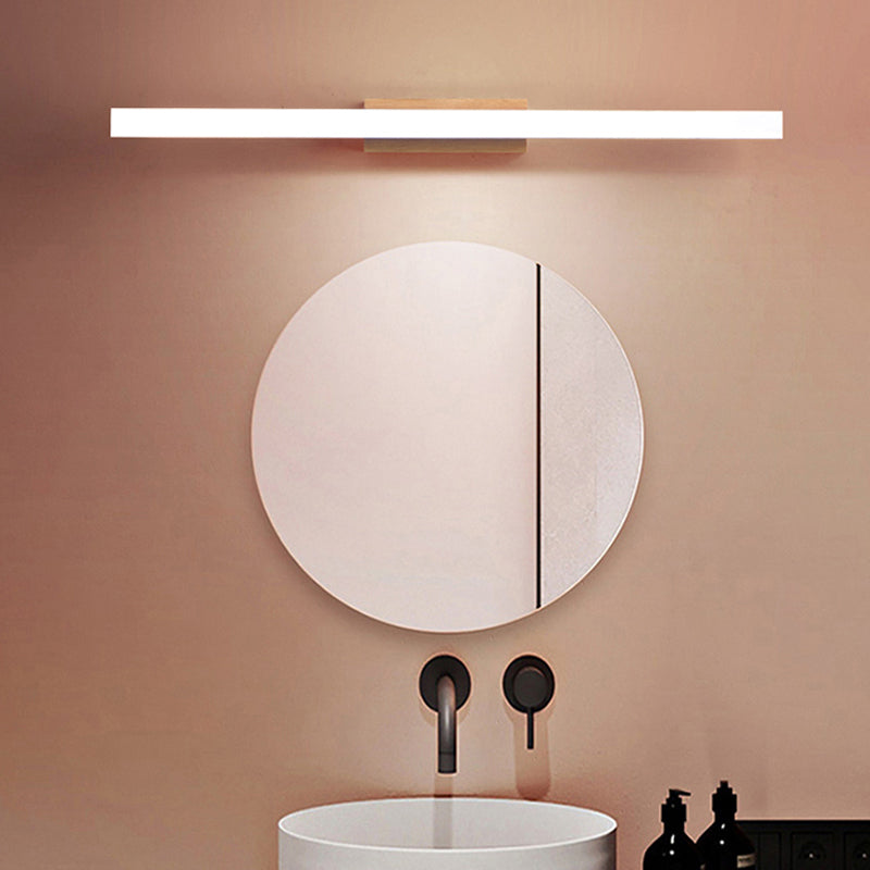 Nordic Style Wooden Vanity Light LED Rectangle Shape Vanity Lamp for Shower Room