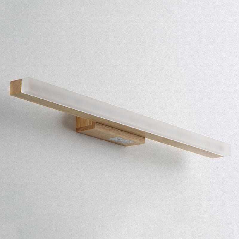 Nordic Style Wooden Vanity Light LED Rectangle Shape Vanity Lamp for Shower Room