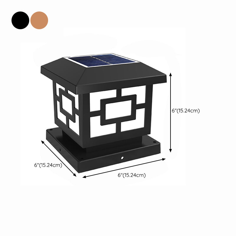 Modern Simple Plastic Outdoor Light Cube Shape Solar Energy Pillar Lamp for Courtyard