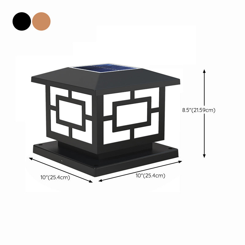 Modern Simple Plastic Outdoor Light Cube Shape Solar Energy Pillar Lamp for Courtyard