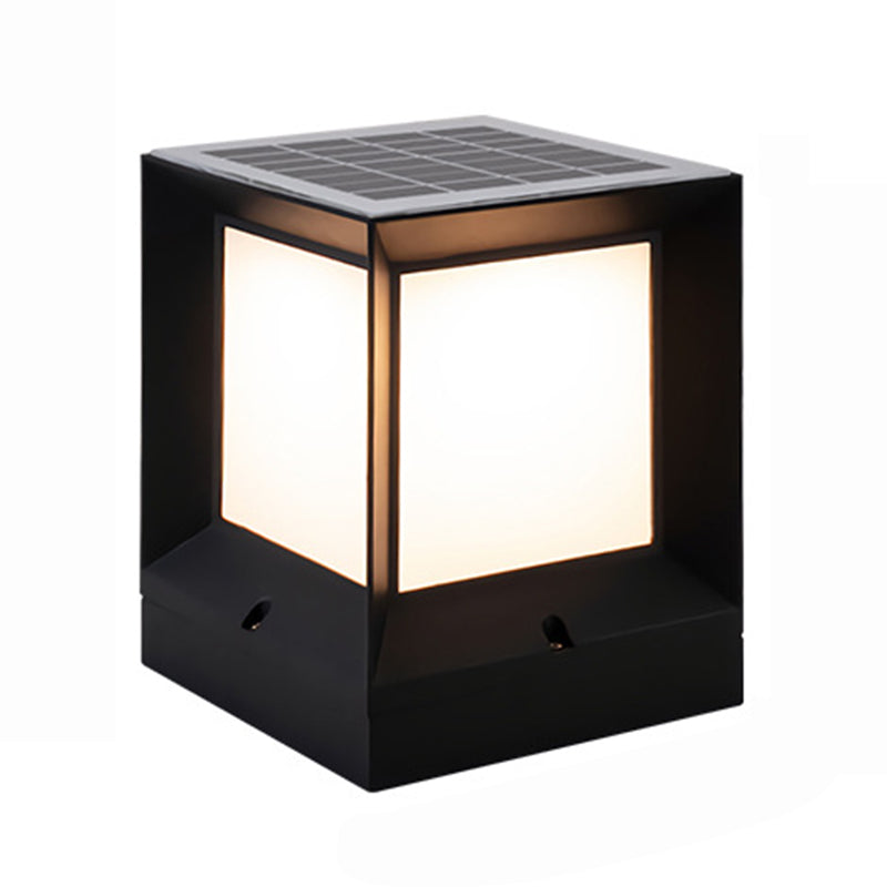 Modern Simple Plastic Outdoor Light Rectangle Shape Solar Energy Pillar Lamp for Courtyard