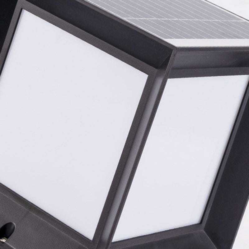 Modern Simple Plastic Outdoor Light Rectangle Shape Solar Energy Pillar Lamp for Courtyard