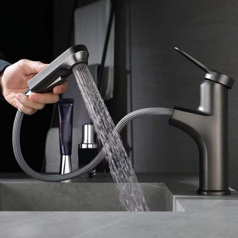 Contemporary Pull-out Faucet Single Lever Handle Faucet for Bathroom