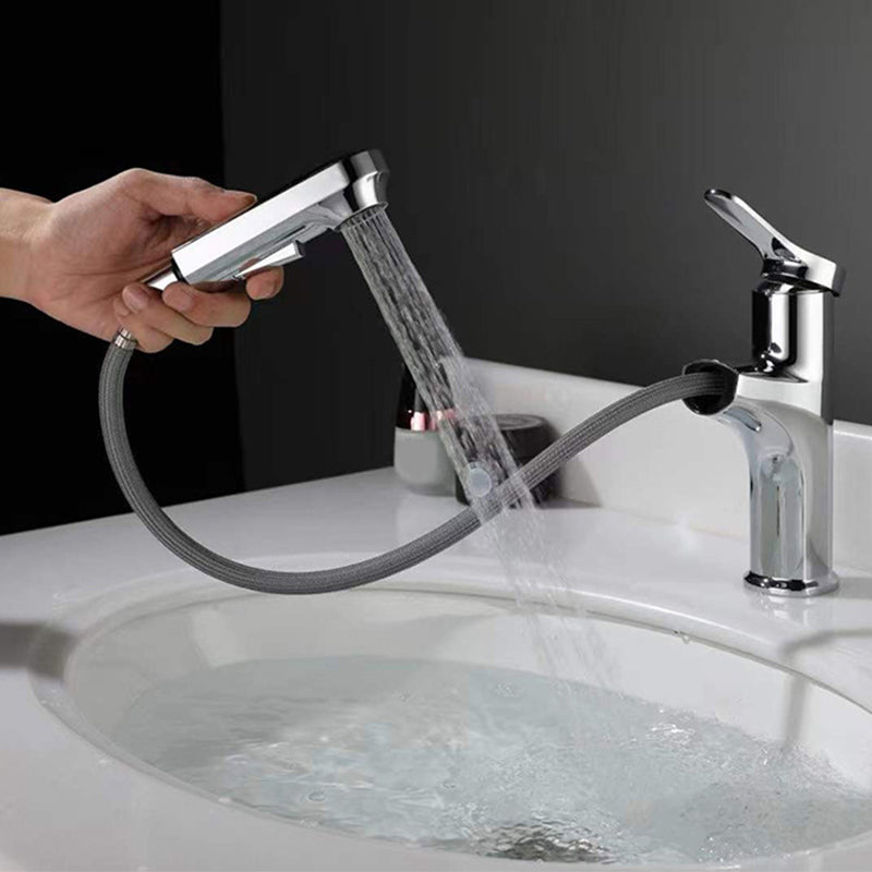 Contemporary Pull-out Faucet Single Lever Handle Faucet for Bathroom