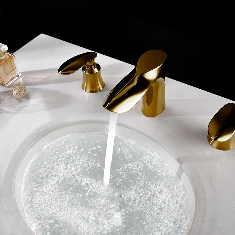 5.1" H Brass Basin Lavatory Faucet Double Handles Bathroom Faucet