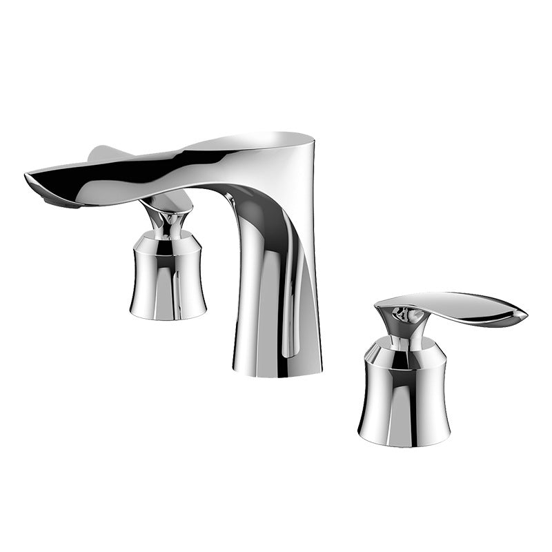 5.1" H Brass Basin Lavatory Faucet Double Handles Bathroom Faucet