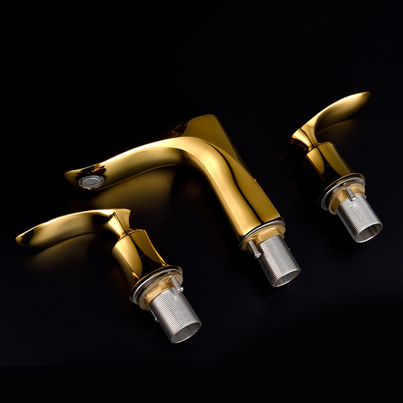 5.1" H Brass Basin Lavatory Faucet Double Handles Bathroom Faucet