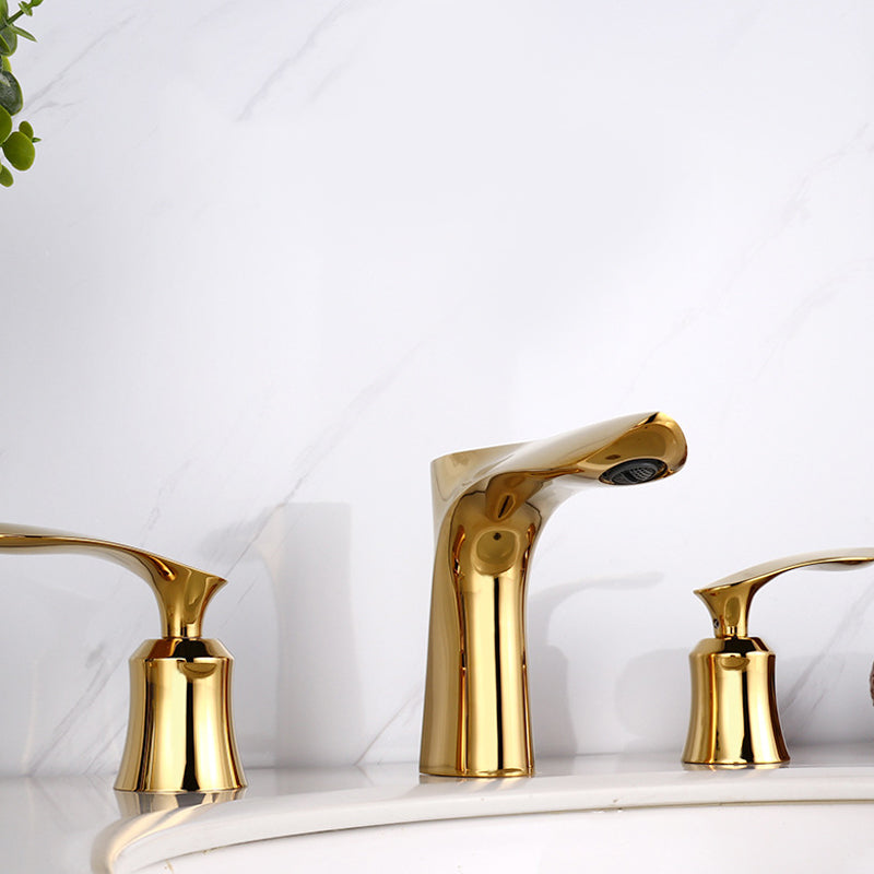 5.1" H Brass Basin Lavatory Faucet Double Handles Bathroom Faucet