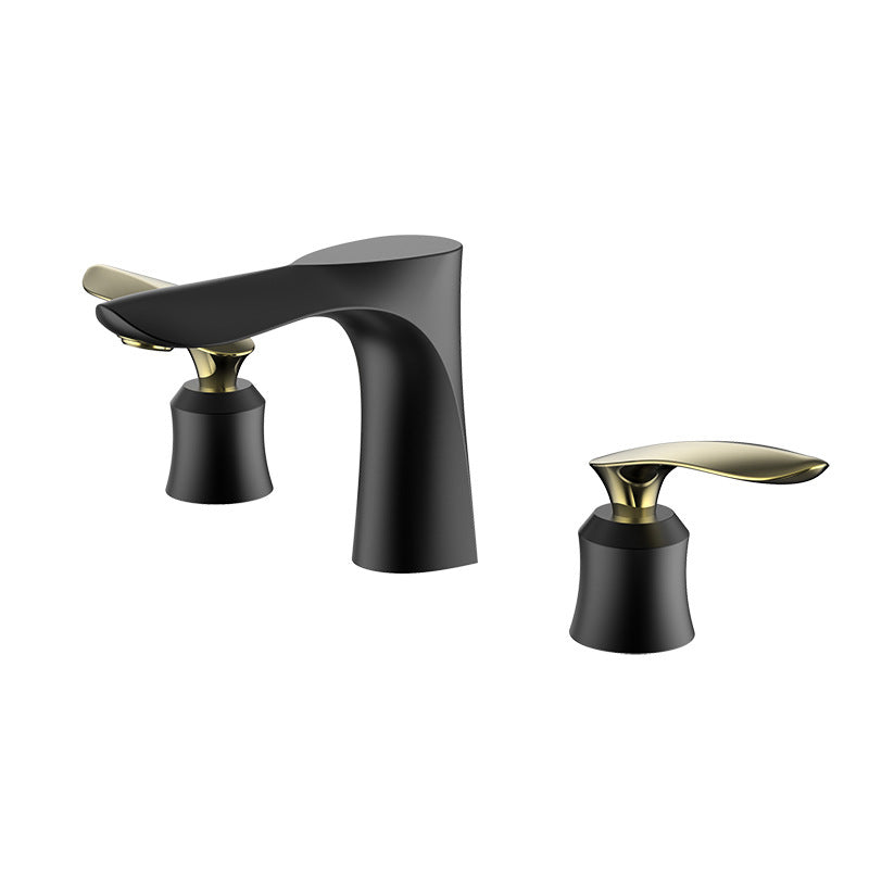 5.1" H Brass Basin Lavatory Faucet Double Handles Bathroom Faucet