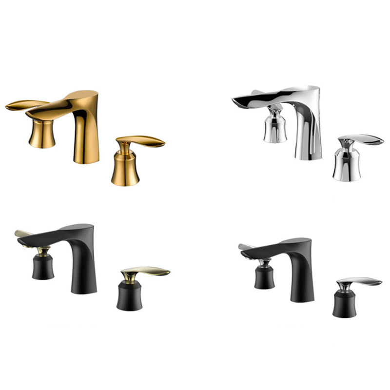 5.1" H Brass Basin Lavatory Faucet Double Handles Bathroom Faucet
