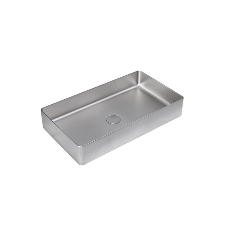 Contemporary Bathroom Sink Metal Rectangular Vessel Bathroom Sink with Pop-Up Drain