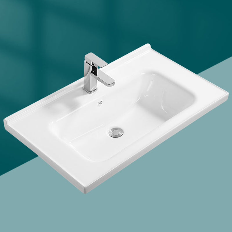 Modern White Bathroom Sink Rectangular Ceramic Bathroom Sink