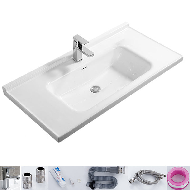 Modern White Bathroom Sink Rectangular Ceramic Bathroom Sink