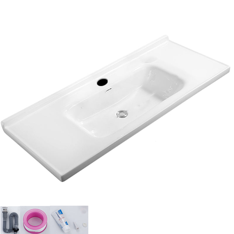 Modern White Bathroom Sink Rectangular Ceramic Bathroom Sink