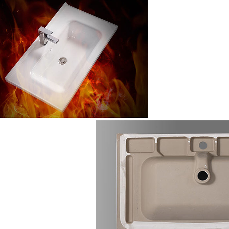 Modern White Bathroom Sink Rectangular Ceramic Bathroom Sink