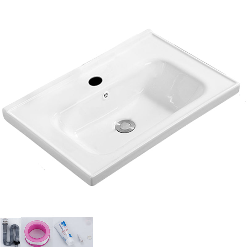 Modern White Bathroom Sink Rectangular Ceramic Bathroom Sink