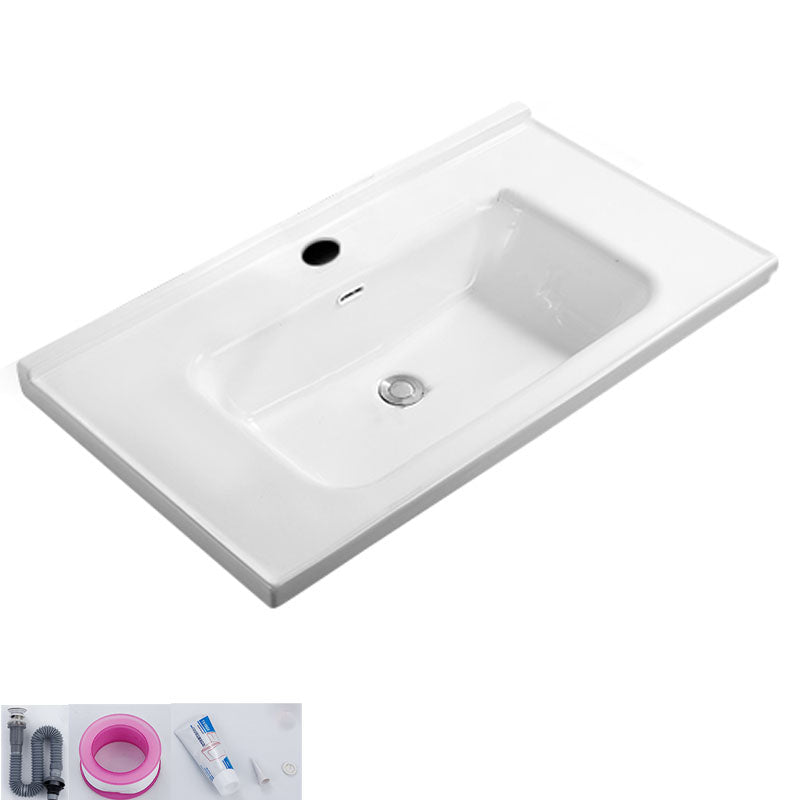 Modern White Bathroom Sink Rectangular Ceramic Bathroom Sink