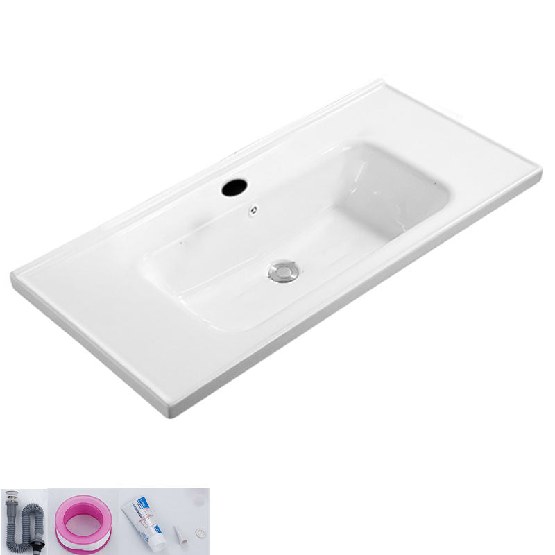 Modern White Bathroom Sink Rectangular Ceramic Bathroom Sink