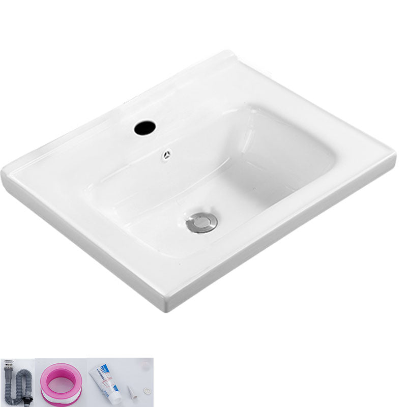 Modern White Bathroom Sink Rectangular Ceramic Bathroom Sink