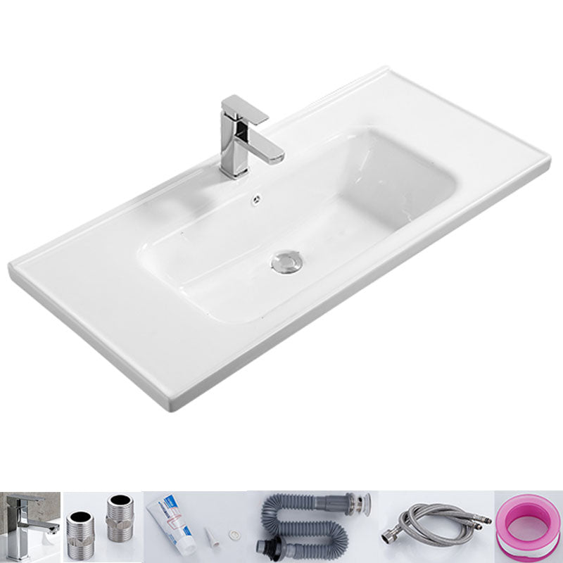 Modern White Bathroom Sink Rectangular Ceramic Bathroom Sink