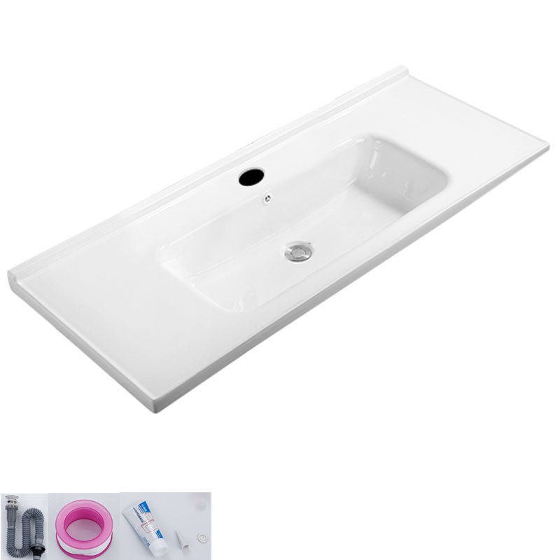 Modern White Bathroom Sink Rectangular Ceramic Bathroom Sink