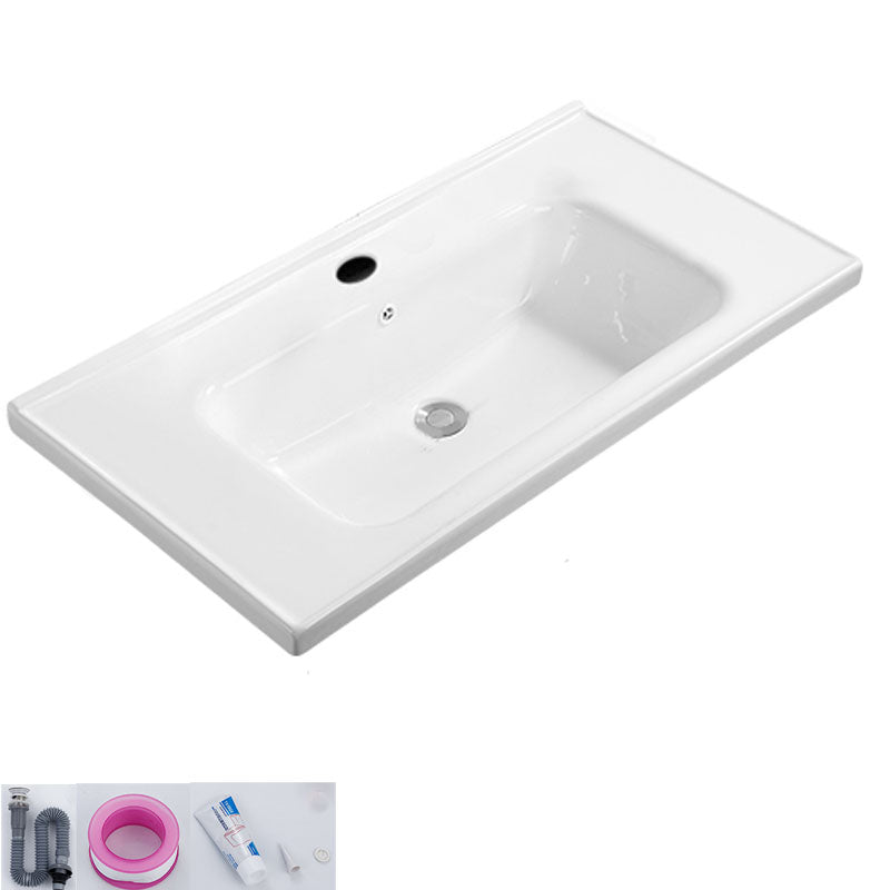 Modern White Bathroom Sink Rectangular Ceramic Bathroom Sink