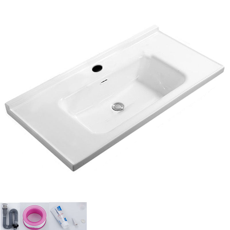 Modern White Bathroom Sink Rectangular Ceramic Bathroom Sink