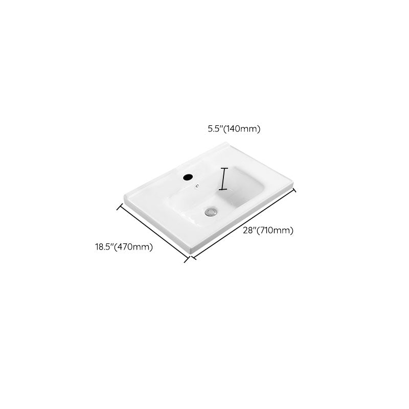 Modern White Bathroom Sink Rectangular Ceramic Bathroom Sink