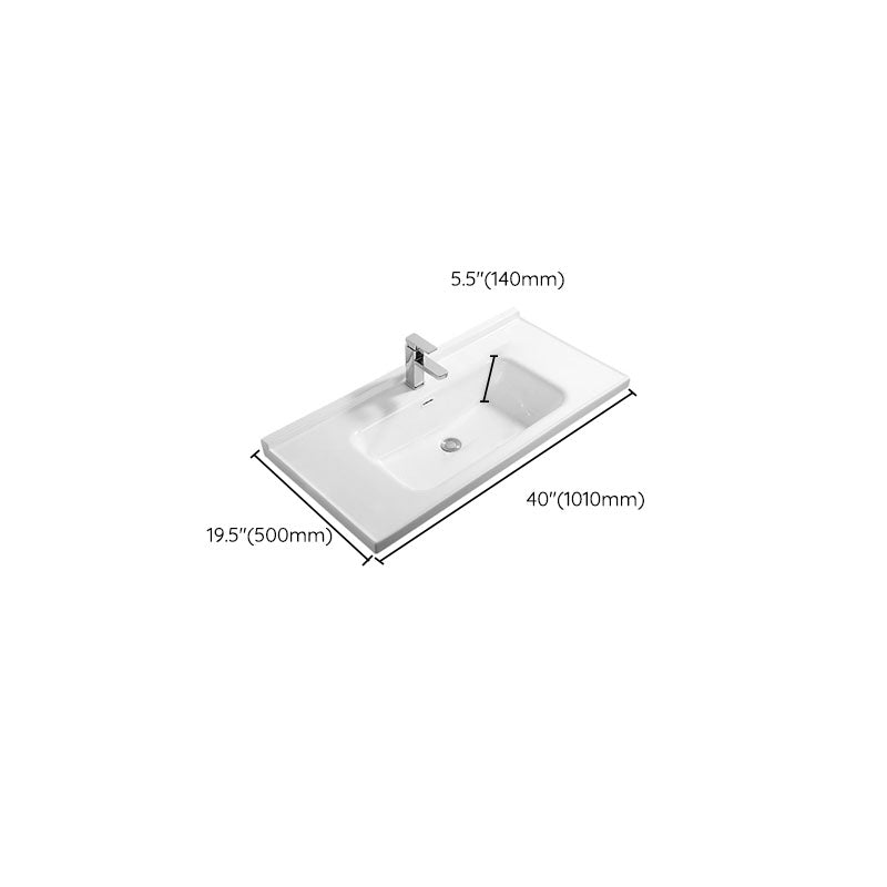 Modern White Bathroom Sink Rectangular Ceramic Bathroom Sink