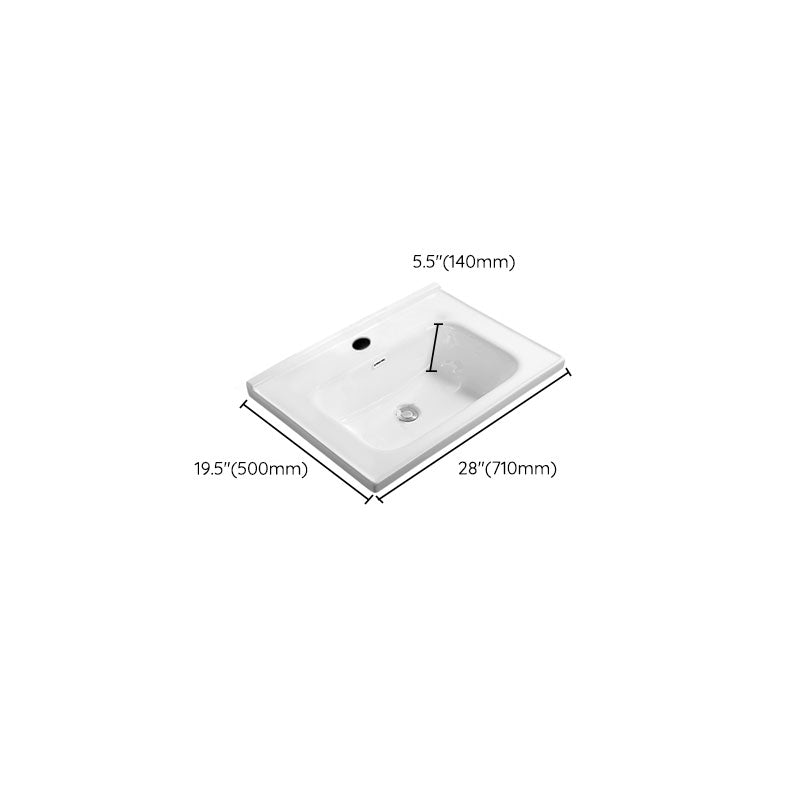 Modern White Bathroom Sink Rectangular Ceramic Bathroom Sink