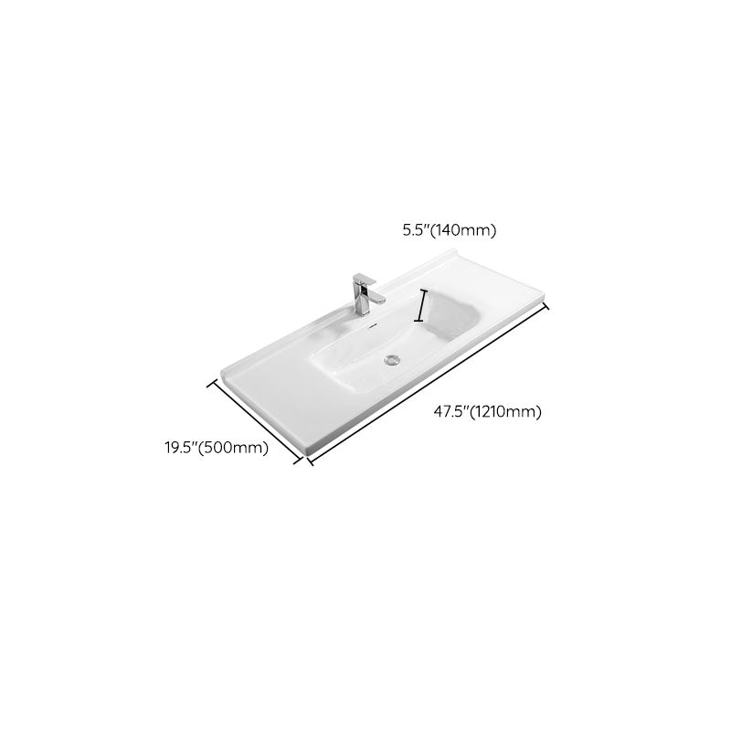 Modern White Bathroom Sink Rectangular Ceramic Bathroom Sink