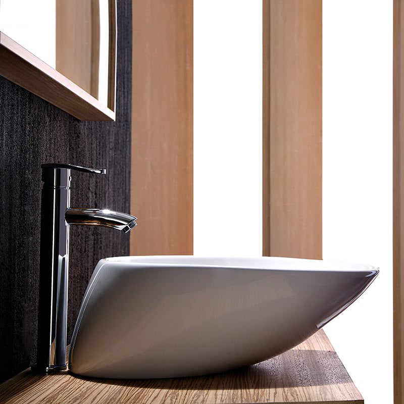 Modern Vessel Bathroom Sink Porcelain Oval with Faucet Vessel Sink
