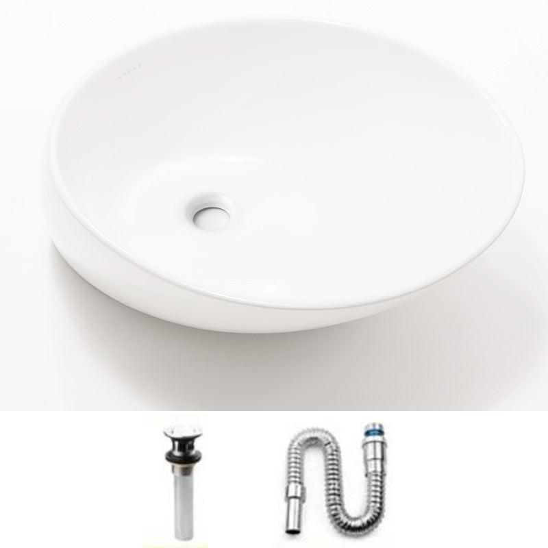 Modern Vessel Bathroom Sink Porcelain Oval with Faucet Vessel Sink