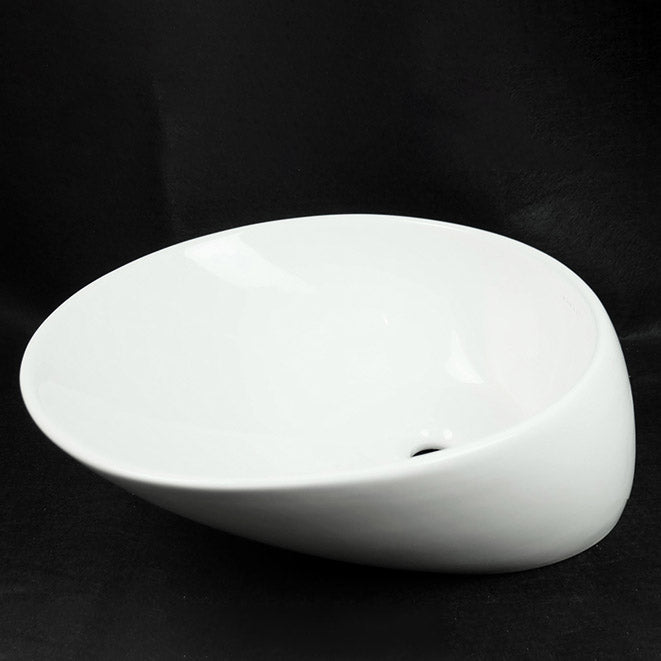 Modern Vessel Bathroom Sink Porcelain Oval with Faucet Vessel Sink