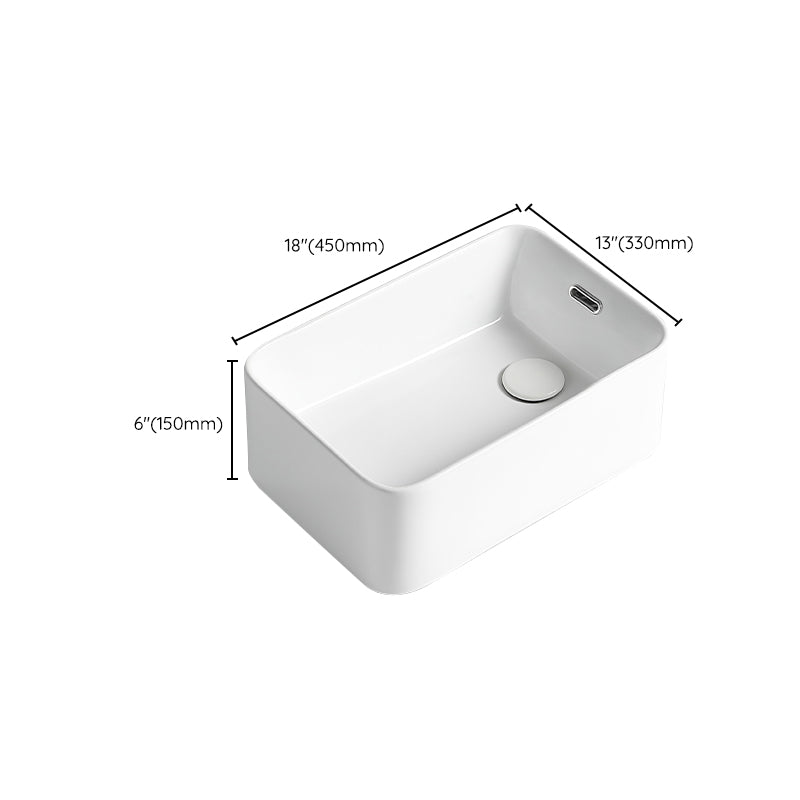 Modern Bathroom Sink Porcelain Solid Color Rectangular Vessel Bathroom Sink