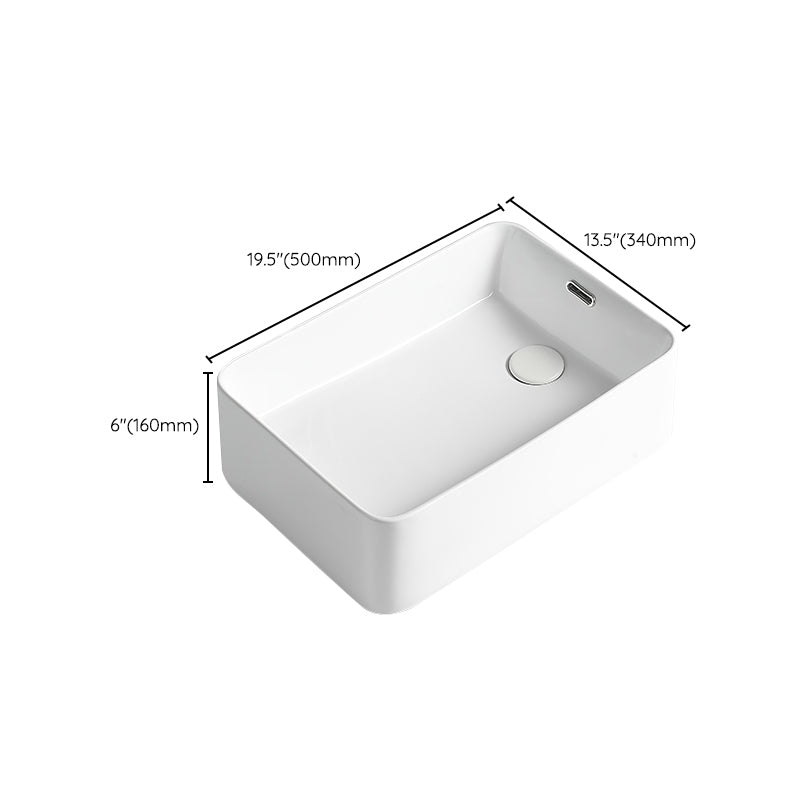 Modern Bathroom Sink Porcelain Solid Color Rectangular Vessel Bathroom Sink