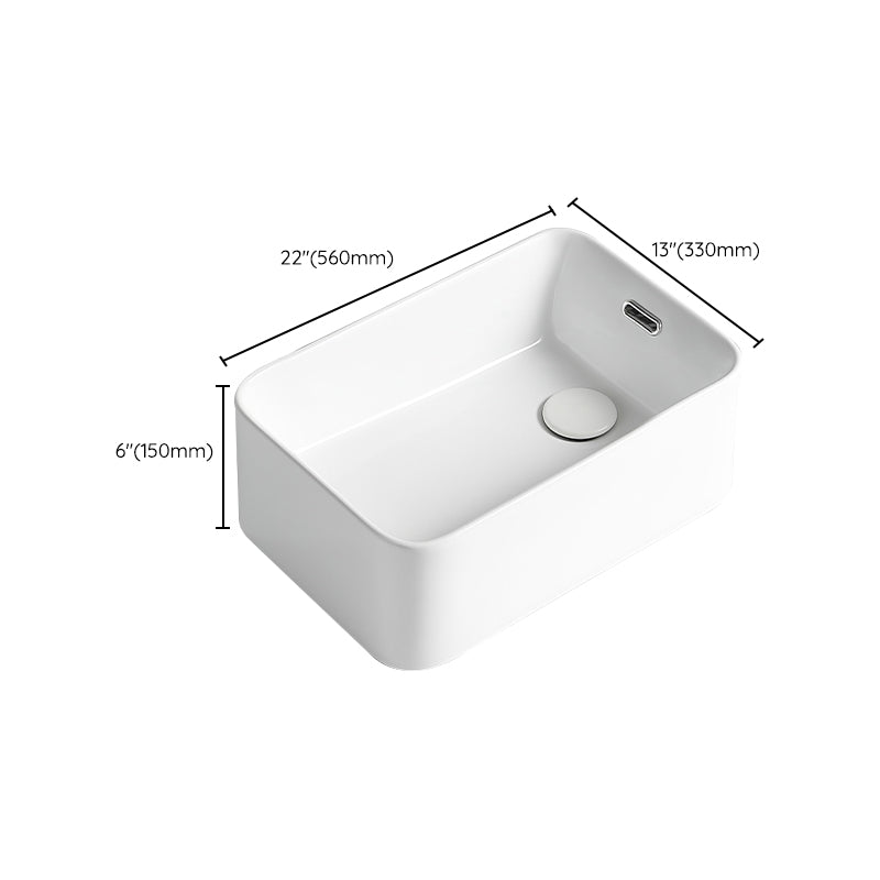 Modern Bathroom Sink Porcelain Solid Color Rectangular Vessel Bathroom Sink