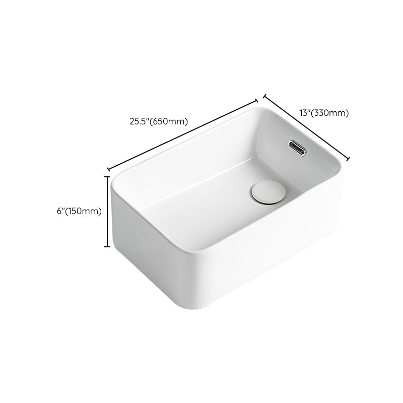 Modern Bathroom Sink Porcelain Solid Color Rectangular Vessel Bathroom Sink