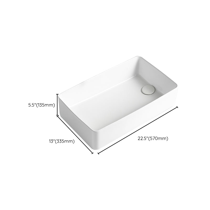 Modern Bathroom Sink Porcelain Solid Color Rectangular Vessel Bathroom Sink